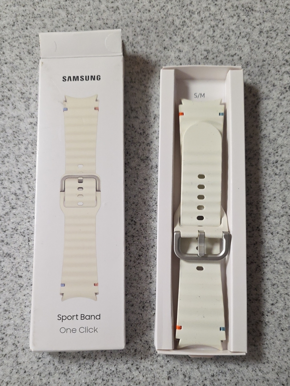 Samsung Cream Silicone Sport Band with Silver Buckle, Size S/M